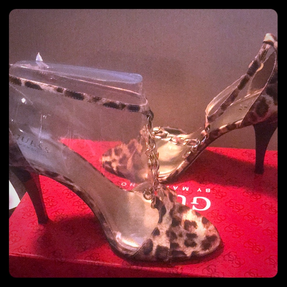 8M satin leopard print heels